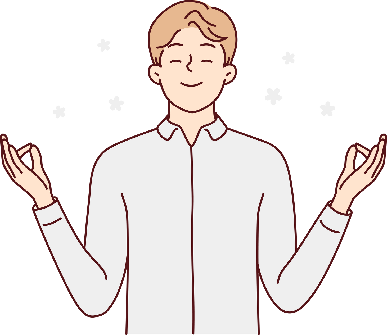 Happy man with mudra hands meditate